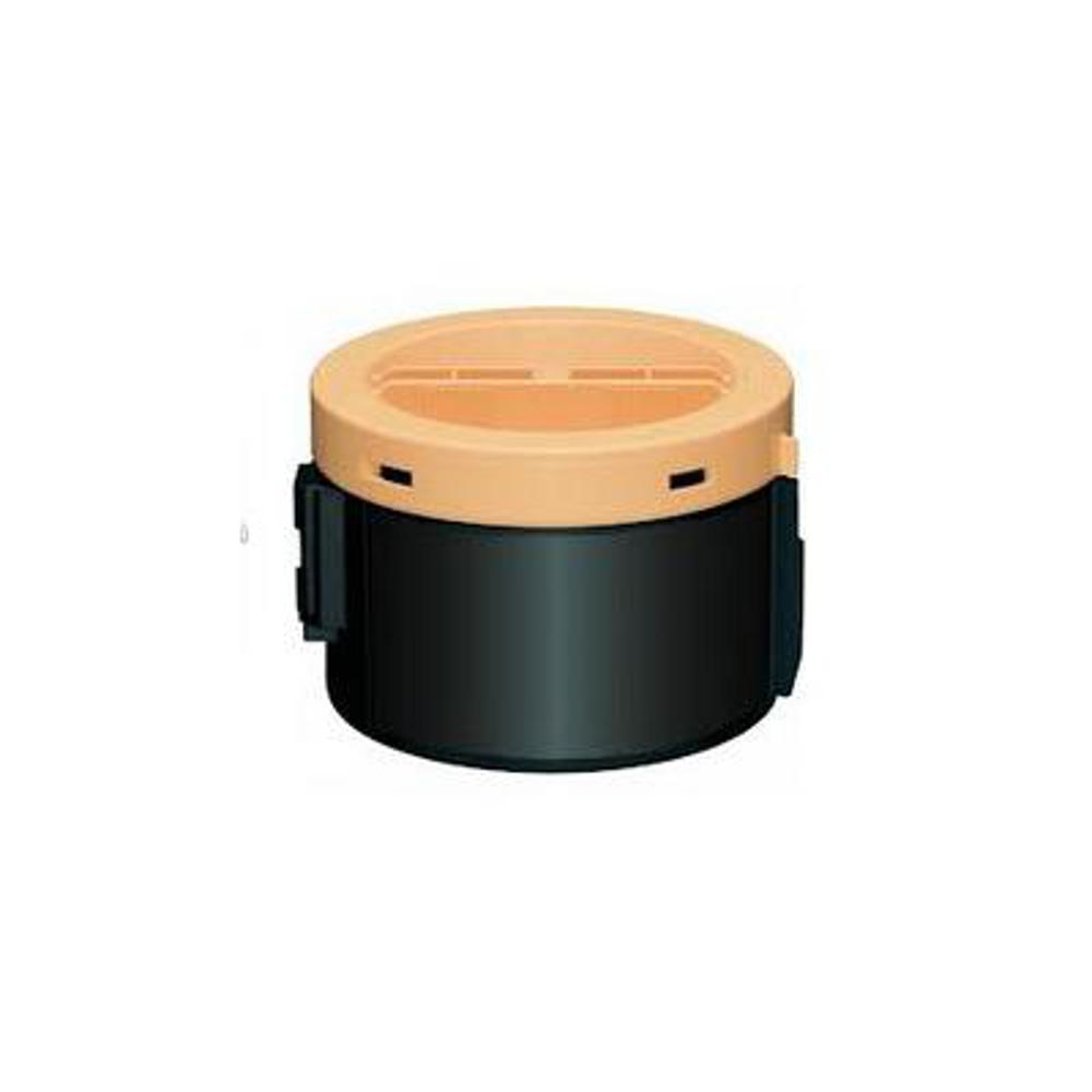 Un oggetto cilindrico con parte superiore beige e base nera. Due clip nere sul lato. La parte superiore ha delle aperture.