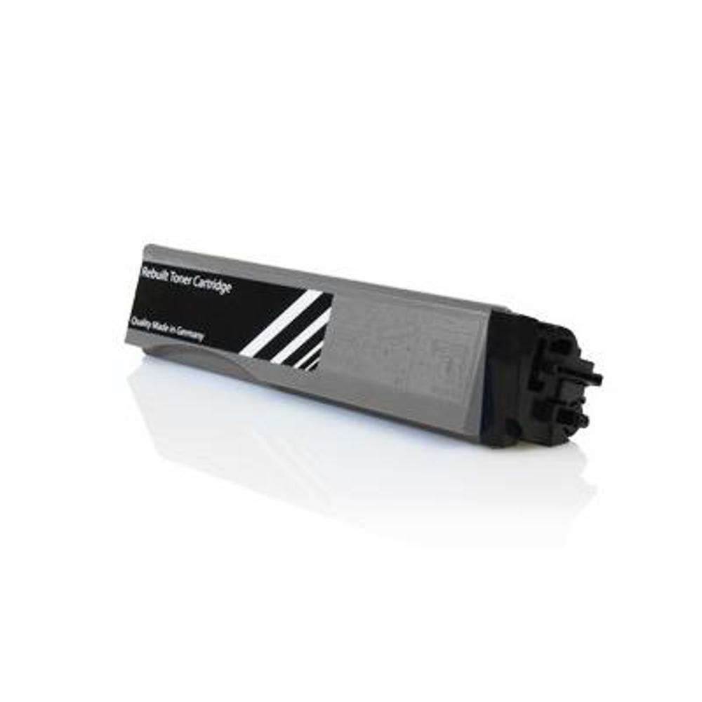 Una cartuccia toner grigia. Ha un'etichetta con la scritta 'Rebuilt Toner Cartridge' e 'Quality Made in Germany'.