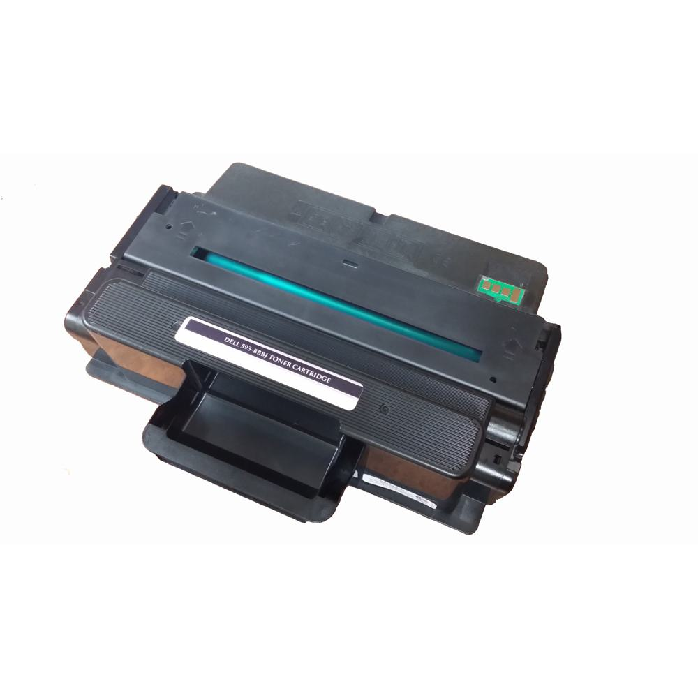 Una cartuccia toner nera Dell 593-8881. Ha un rullo verde e un'etichetta con la scritta 'Dell 593-8881 Toner Cartridge'.