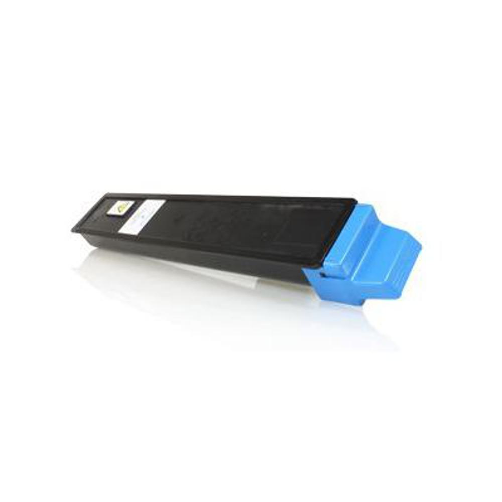 Una cartuccia toner nera e blu su sfondo bianco. La cartuccia ha un corpo nero e un'estremità blu.