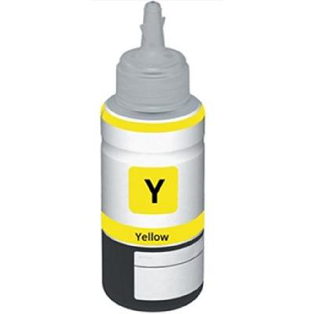 Flacone di inchiostro giallo. Corpo bianco, tappo grigio. Etichetta con 'Y' e 'Giallo'. Base nera.