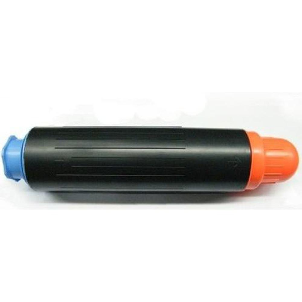 Un oggetto cilindrico nero con tappi blu e arancioni. L'oggetto è posto orizzontalmente su sfondo bianco.
