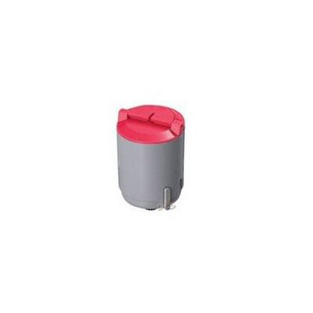 Un cilindro grigio con coperchio rosso, forse una cartuccia di stampa, su sfondo bianco.