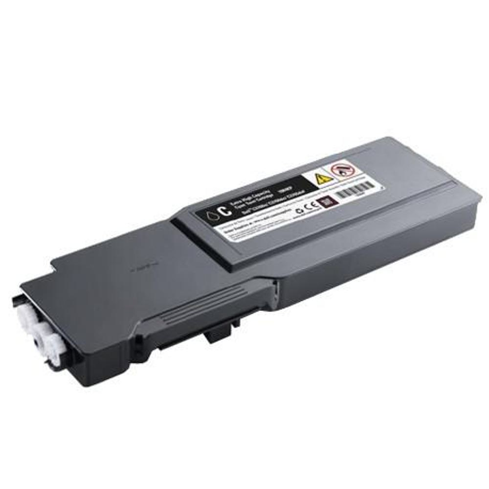 Una cartuccia toner grigia, angolata, su sfondo bianco. Ha un'etichetta con testo e simboli e una sezione nera a sinistra.