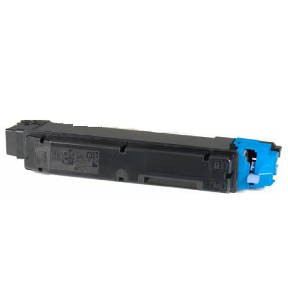 Una cartuccia toner nera e blu. La cartuccia è lunga e rettangolare con un'estremità blu.