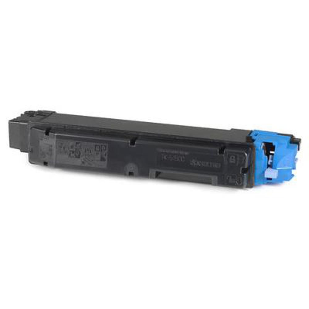 Una cartuccia di toner per stampante nera e blu, con dettagli visibili. La cartuccia è su sfondo bianco.