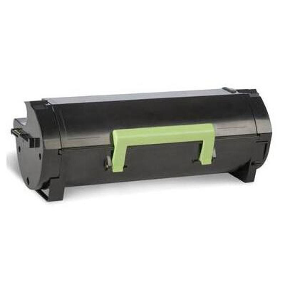 Una cartuccia di toner per stampante nera con maniglia verde chiaro. La cartuccia è cilindrica con una maniglia rettangolare.