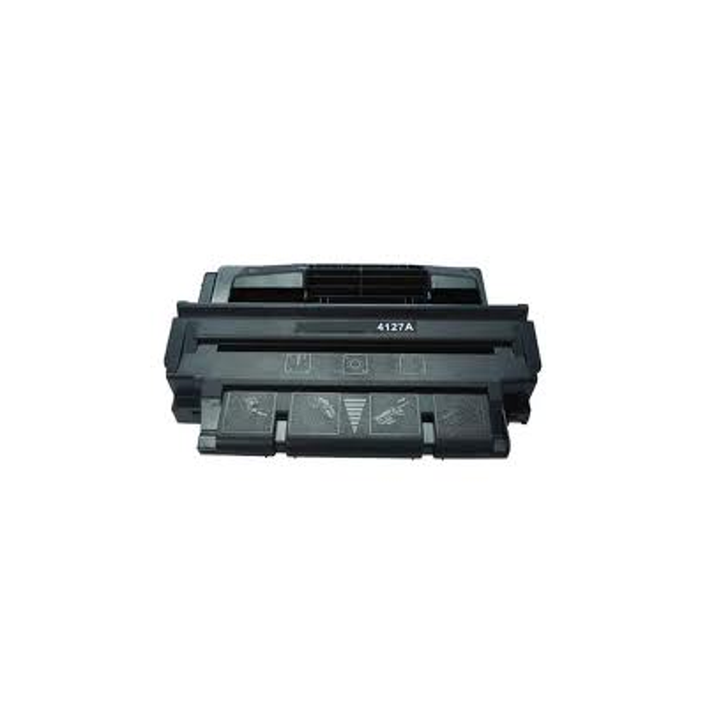 Una cartuccia toner nera, modello 4127A, è centrata su sfondo bianco.