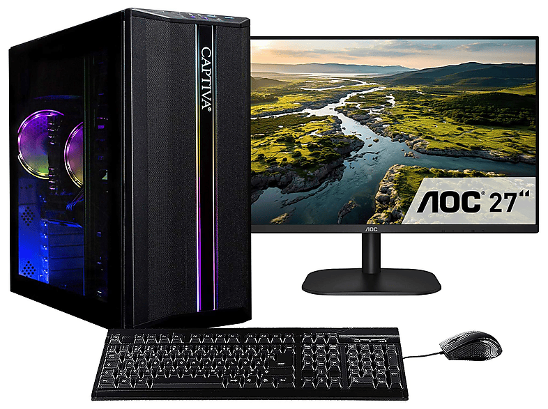 CAPTIVA Power Starter R80-002 TFT Bundle, Business-PC-Komplettsystem mit AMD Ryzen™ 5 5600G Prozessor, 16 GB RAM, 1 TB SSD, AMD Radeon™ Onboard Graphics, Windows 11 Home