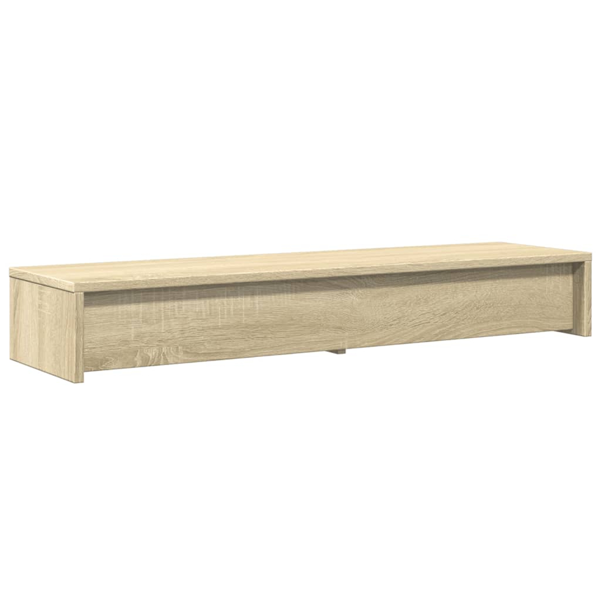 Ein helles, holzfarbenes, rechteckiges, horizontales, wandmontiertes Schrank. Der Schrank hat sichtbare Holzmaserung und ein schlichtes, modernes Design.
