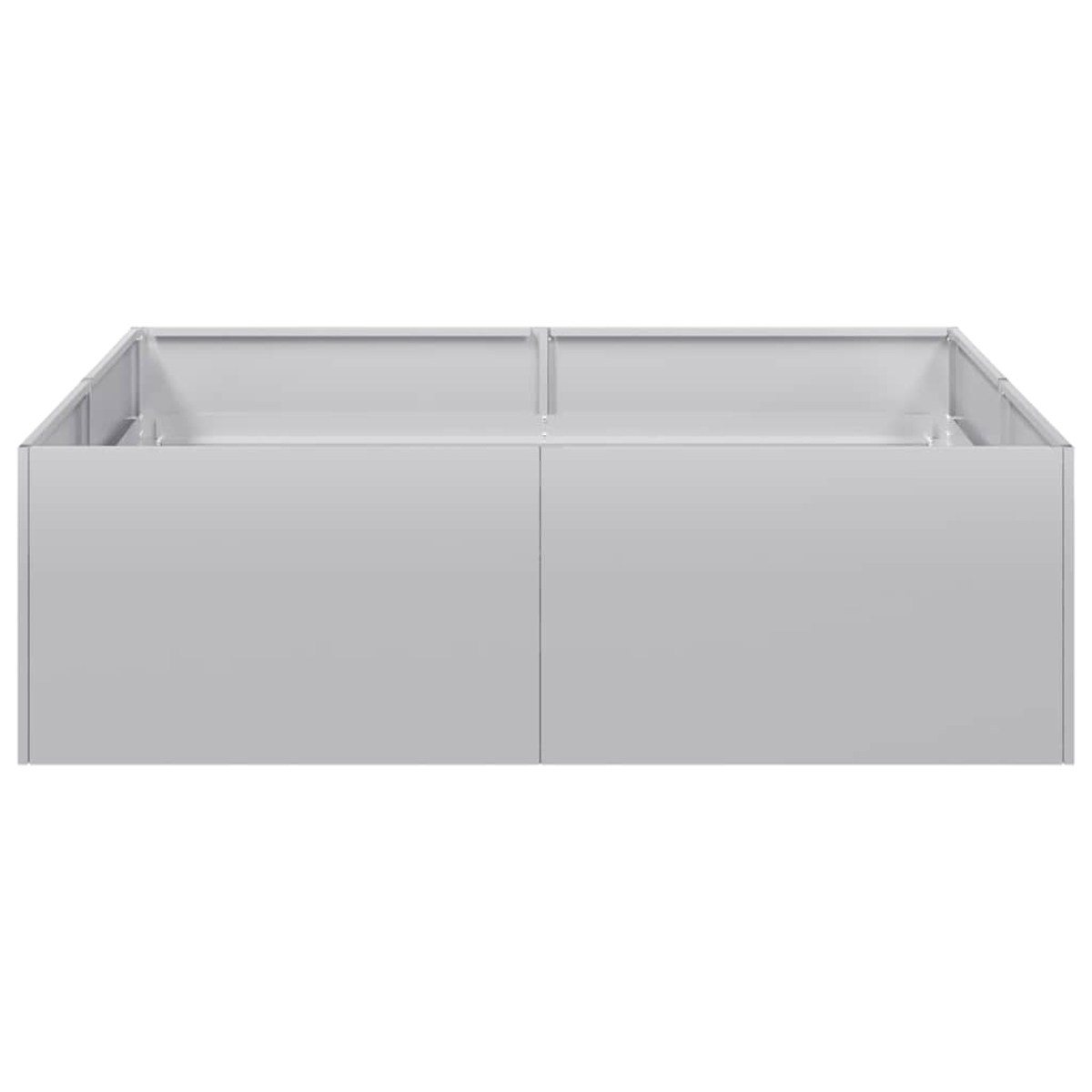 Una struttura rettangolare grigio chiaro con un piano incassato. Ha divisori verticali ed è su sfondo bianco.