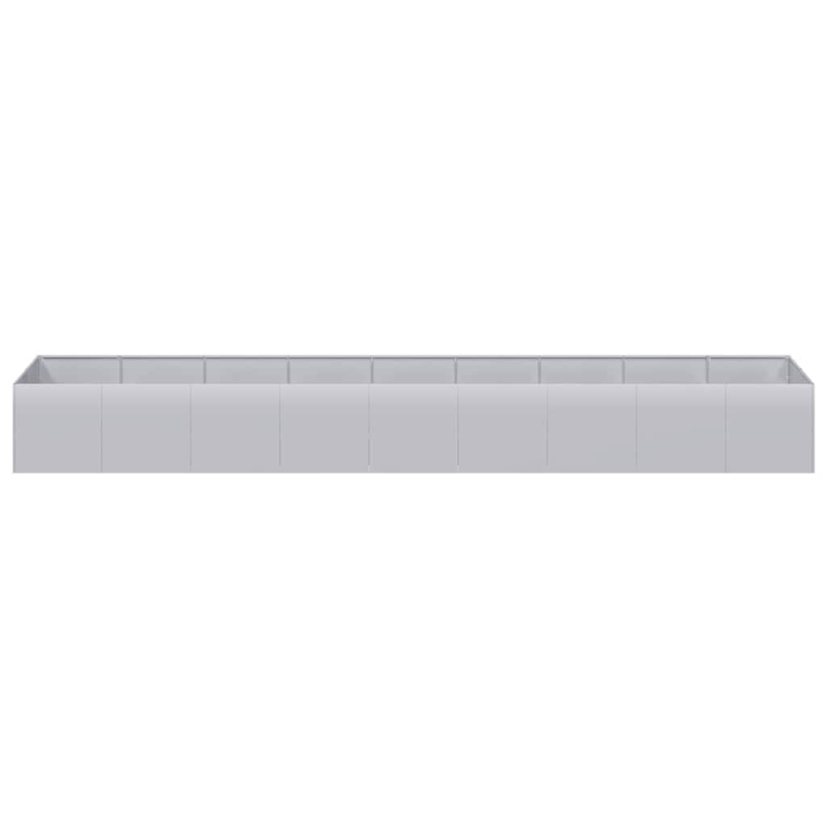 Una lunga struttura grigia rettangolare, forse un display o una barriera, su sfondo bianco.
