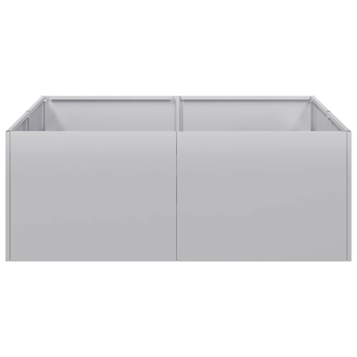 Una struttura rettangolare grigia con due scomparti. La struttura è vuota e ha un design pulito e minimalista.