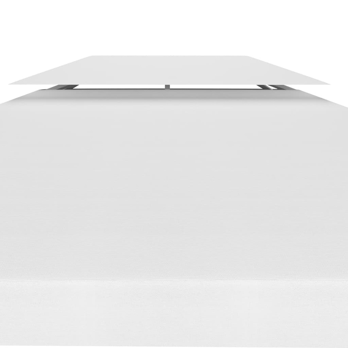 Un objeto blanco, posiblemente una mesa, visto desde arriba. Tiene una parte superior en capas, con una parte superior ligeramente elevada.