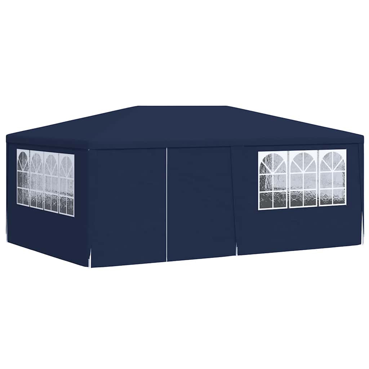 Un gazebo blu navy con più finestre. Le finestre hanno cornici bianche. Lo sfondo è bianco.