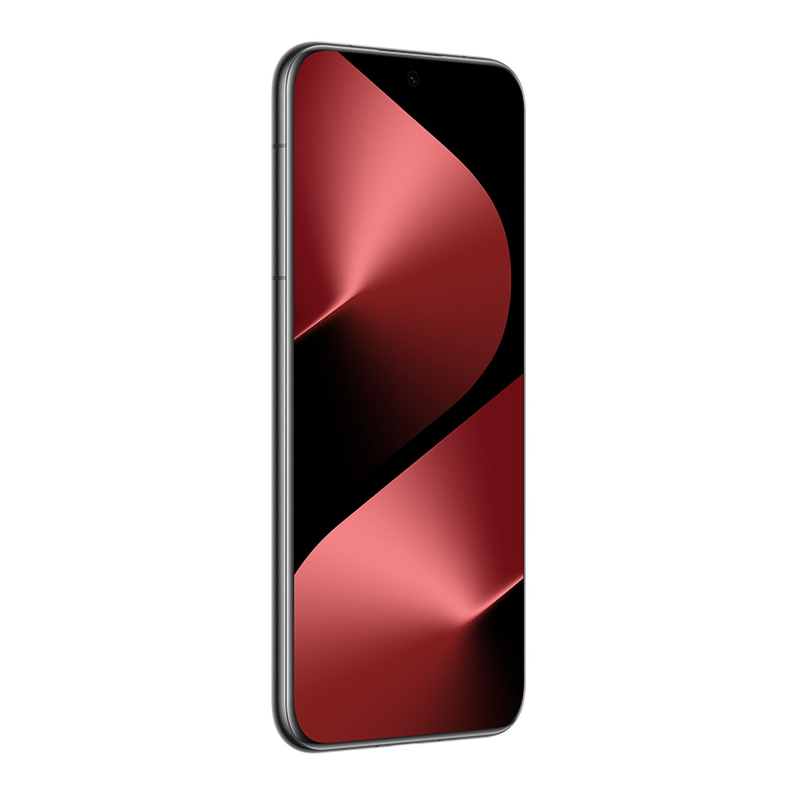 Ein Smartphone mit einem dunkelroten und schwarzen Farbverlauf vor weißem Hintergrund.