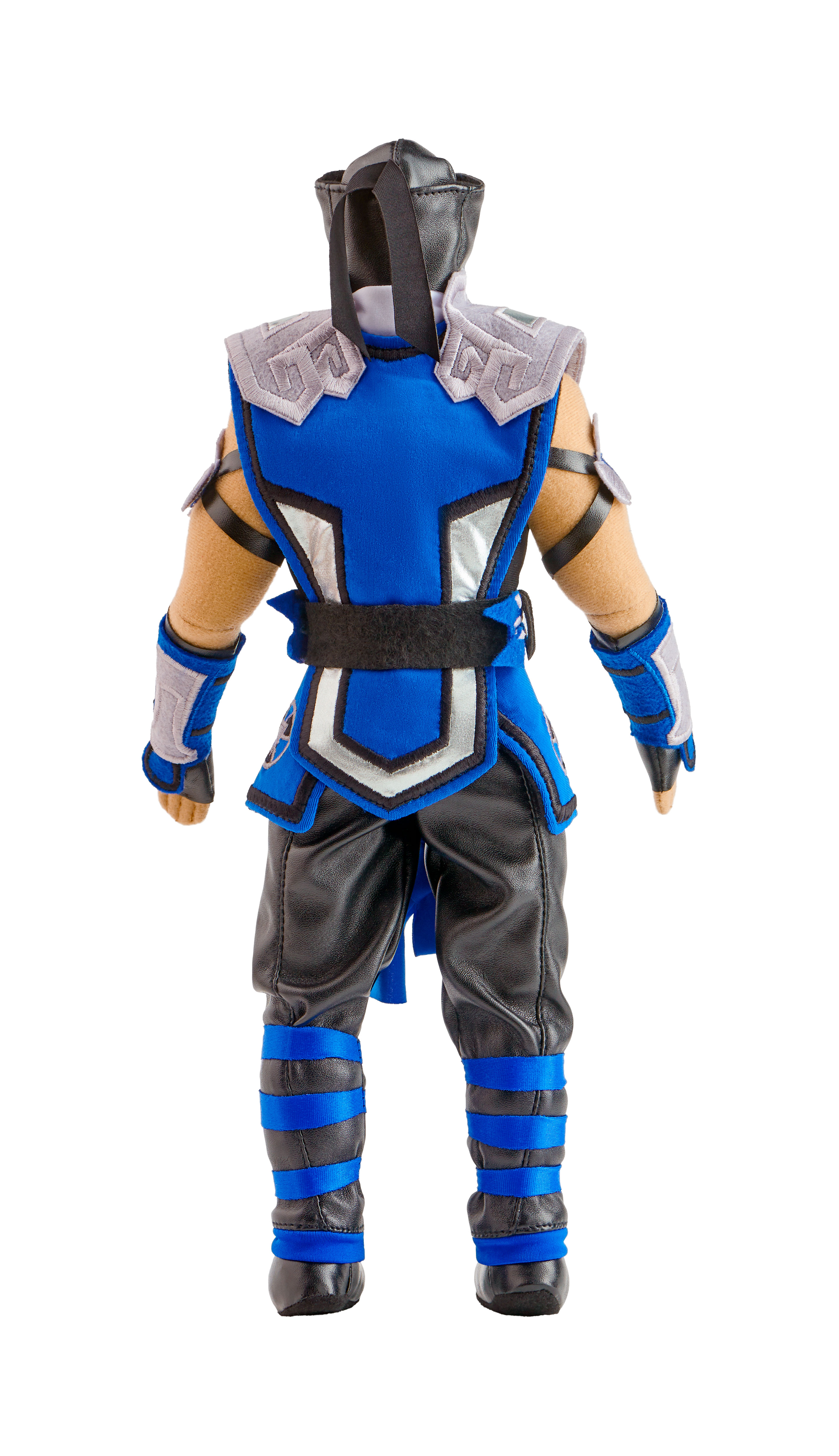 Eine Sub-Zero-Actionfigur aus Mortal Kombat. Sie ist blau und schwarz, mit detaillierter Rüstung und Kapuze, vor weißem Hintergrund.