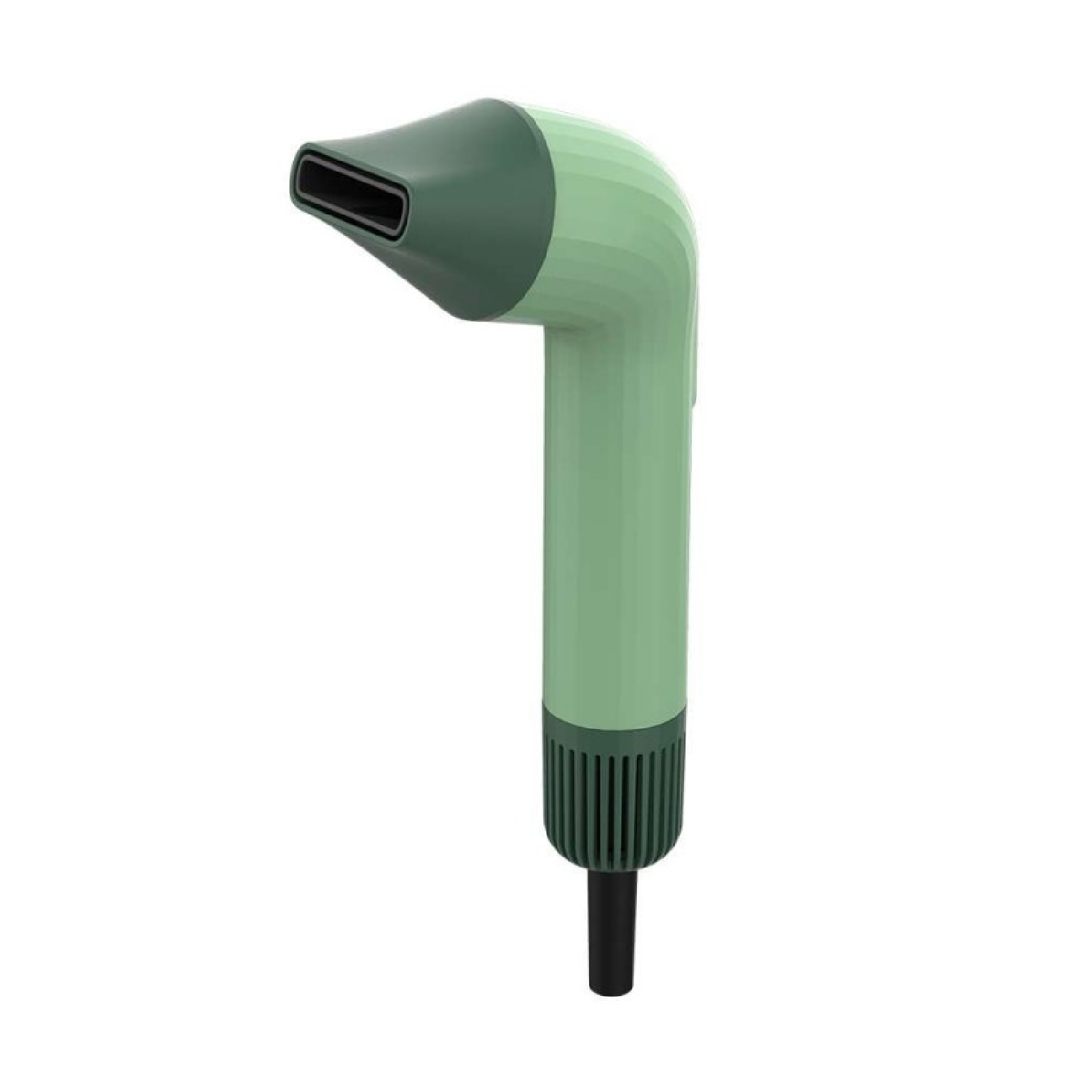 Un asciugacapelli verde e nero. L'ugello è verde scuro, il corpo verde chiaro e la base nera.