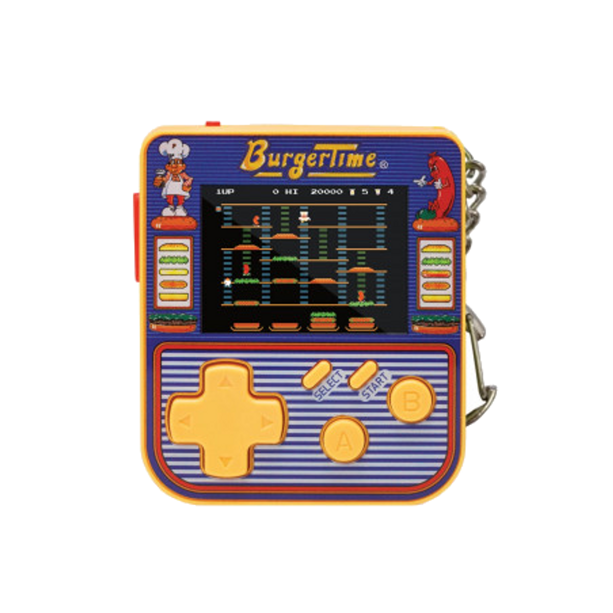 Przenośna gra BurgerTime. Ma ekran pokazujący grę. Posiada krzyżowy kontroler, przyciski A, B, Select i Start.