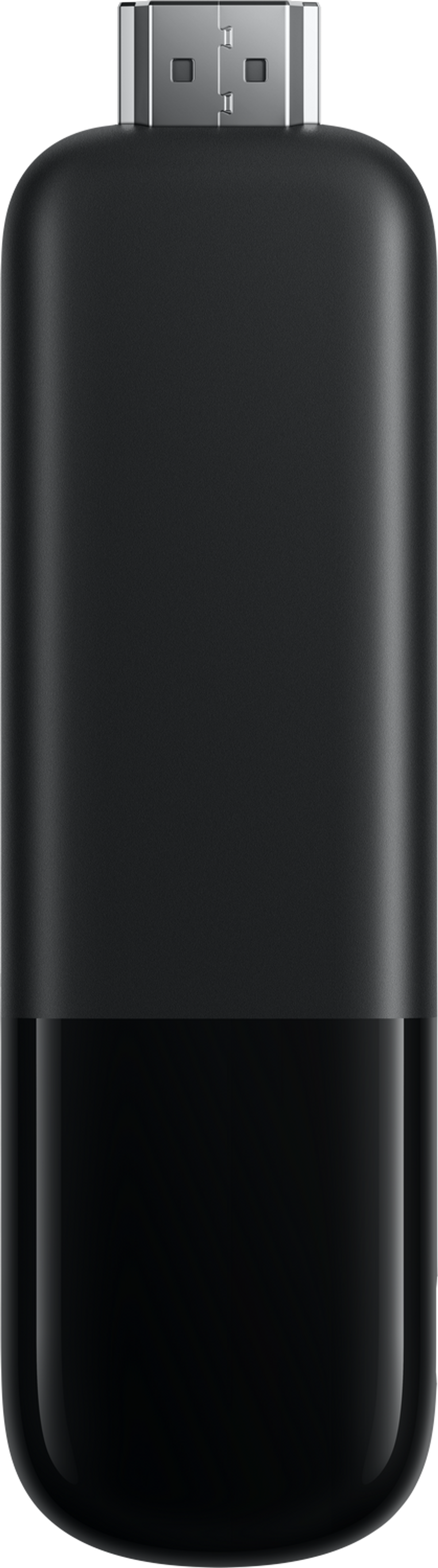 Un dispositivo rectangular negro con un conector USB plateado. La mitad inferior es brillante, la superior mate.