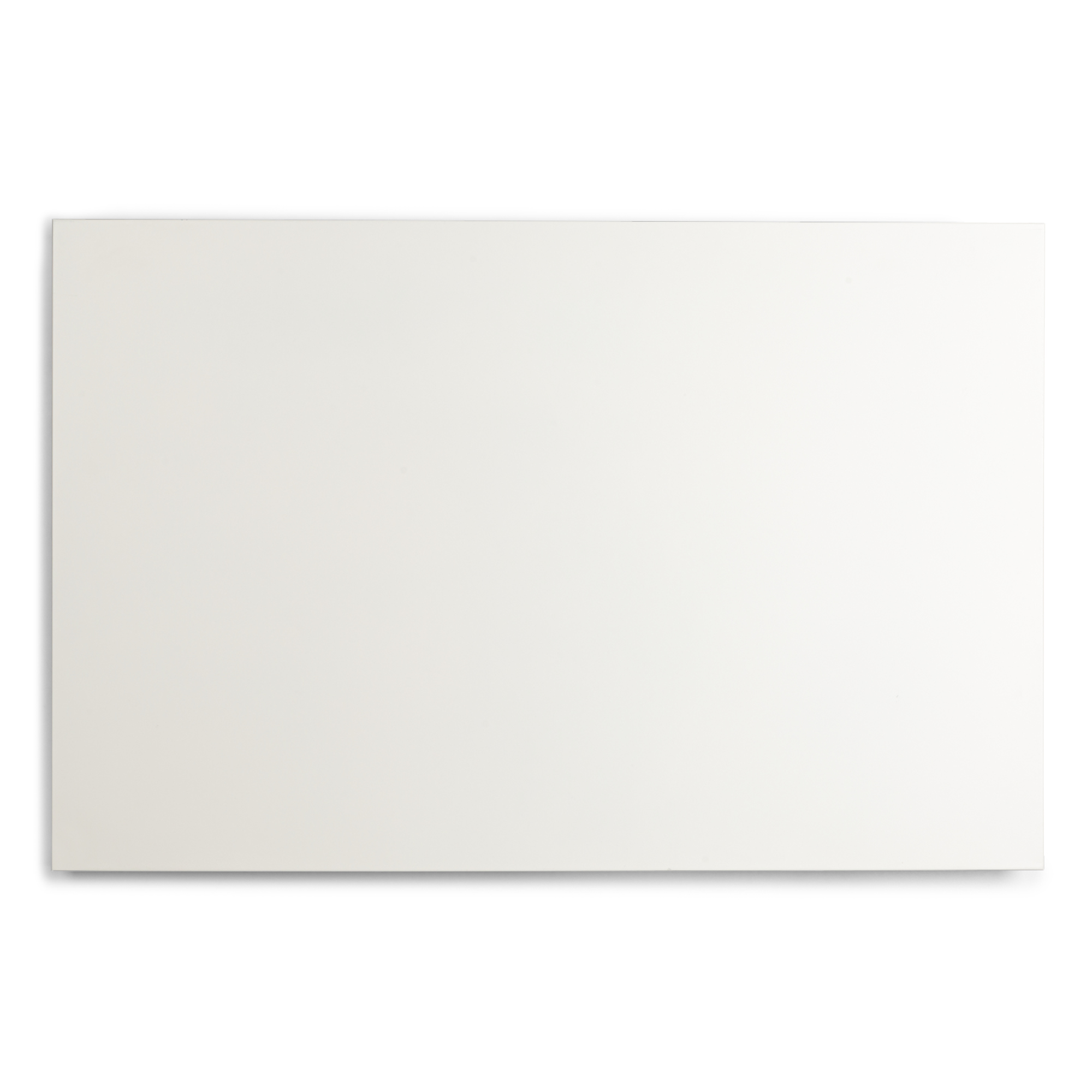 Eine rechteckige, cremefarbene Oberfläche schwebt vor einem weißen Hintergrund, was einen minimalistischen Schatteneffekt erzeugt.