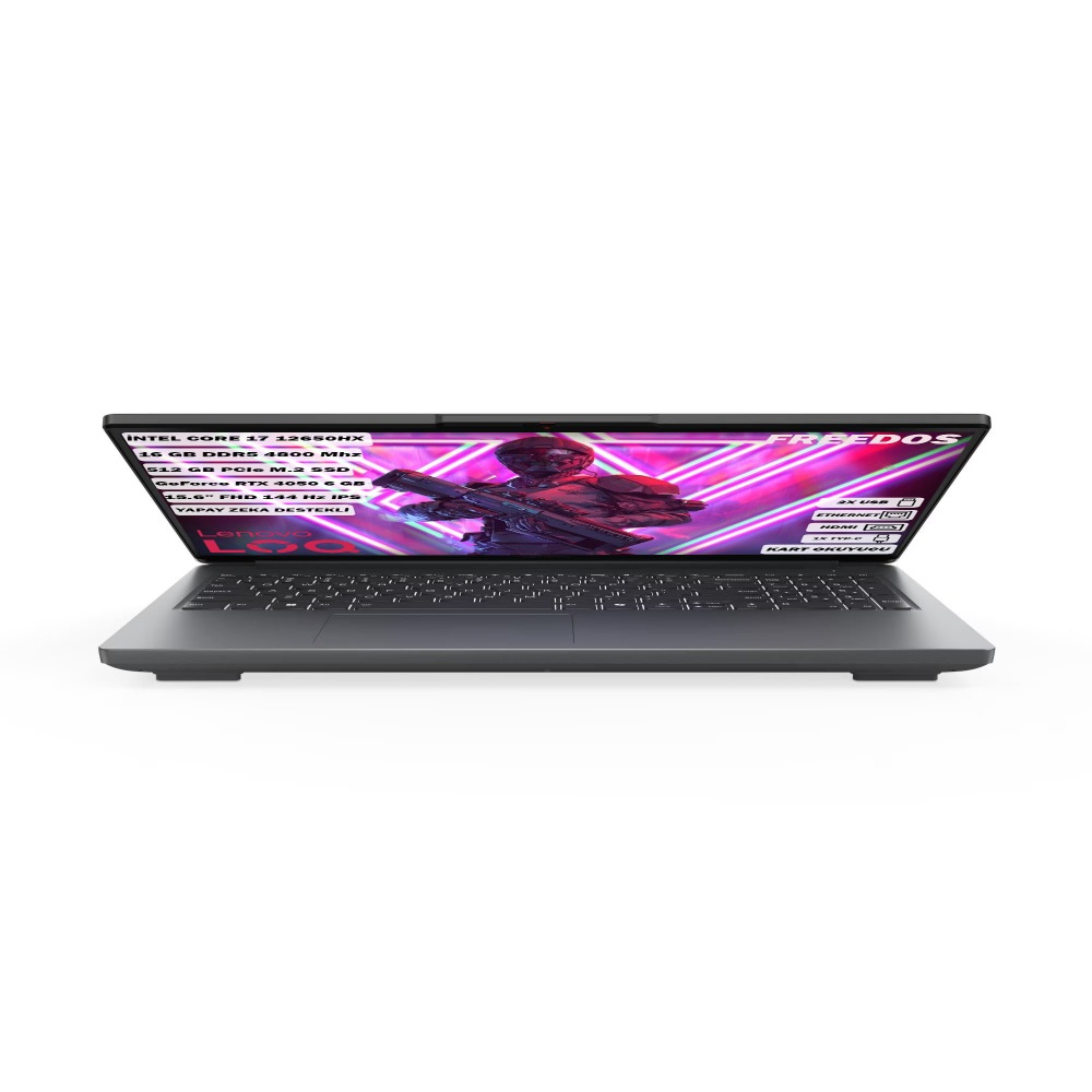 LENOVO LOQ 15IAX9E 83LK002VTR RTX4050 FHD Intel Core i7-12650HX 16 GB RAM 512 GB SSD 15,6 inç FreeDOS Gaming Laptop Gri