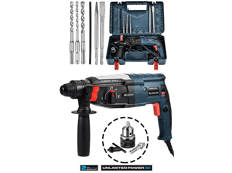 ASSUR 850 W Metal Şanzıman Darbeli Matkap Hilti 2-28mm Kırıcı Delici