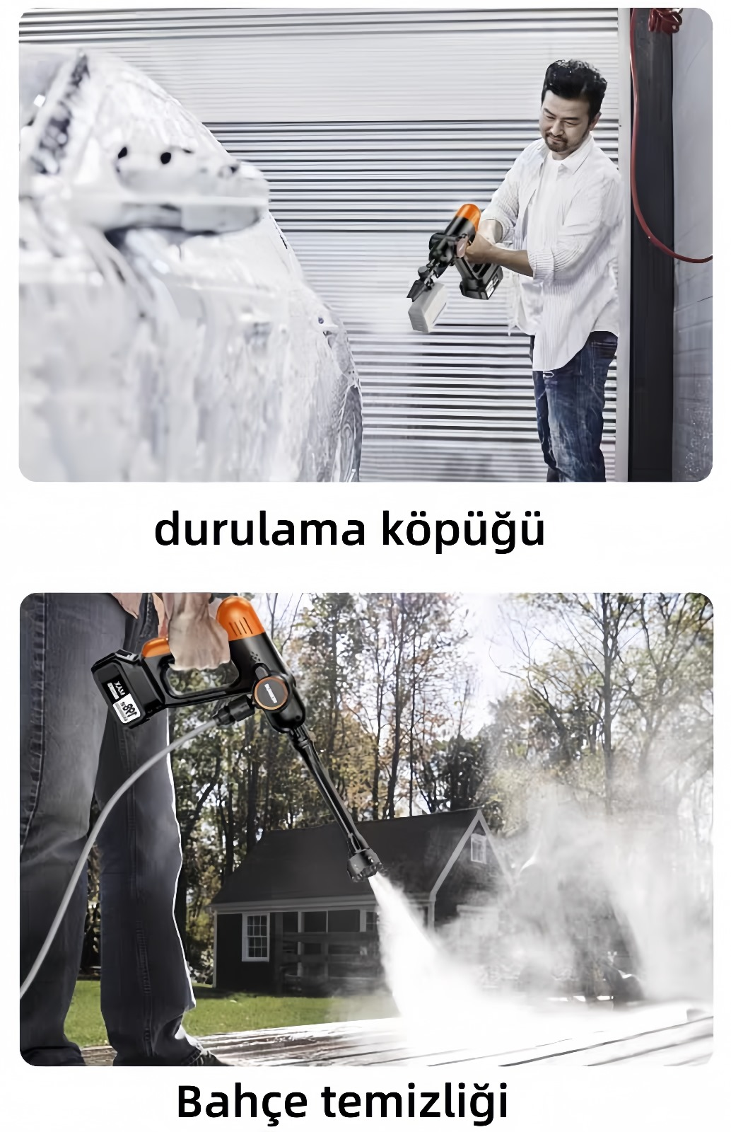 KRAFT HART Çift Akülü Şarjlı Yüksek Basınçlı Oto-Araba-Bahçe