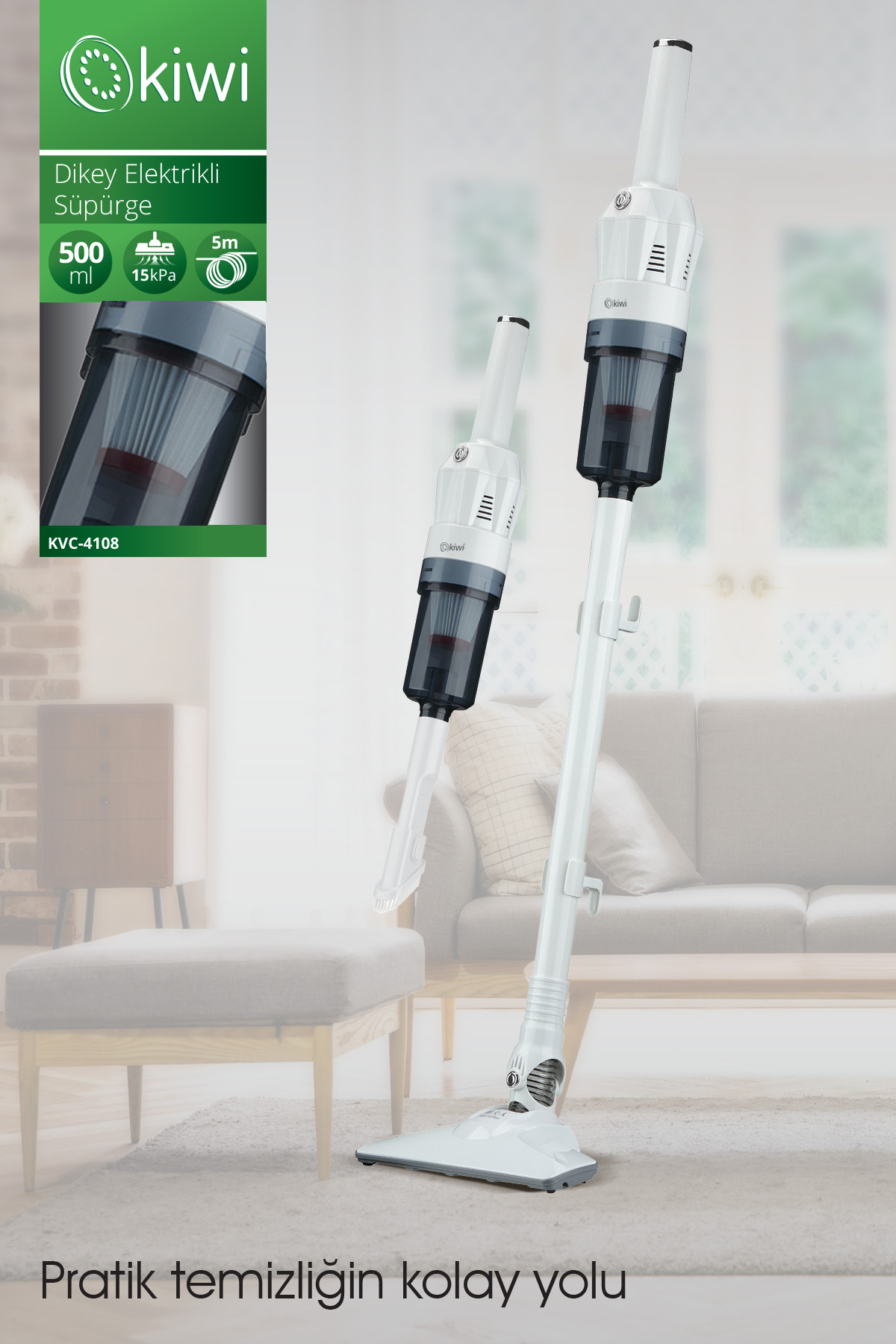 KIWI KVC-4108 Kablosuz Dikey Süpürge Beyaz Fiyat & Özellik