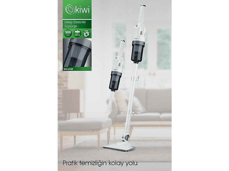 KIWI KVC-4108 Kablosuz Dikey Süpürge Beyaz Fiyat & Özellik