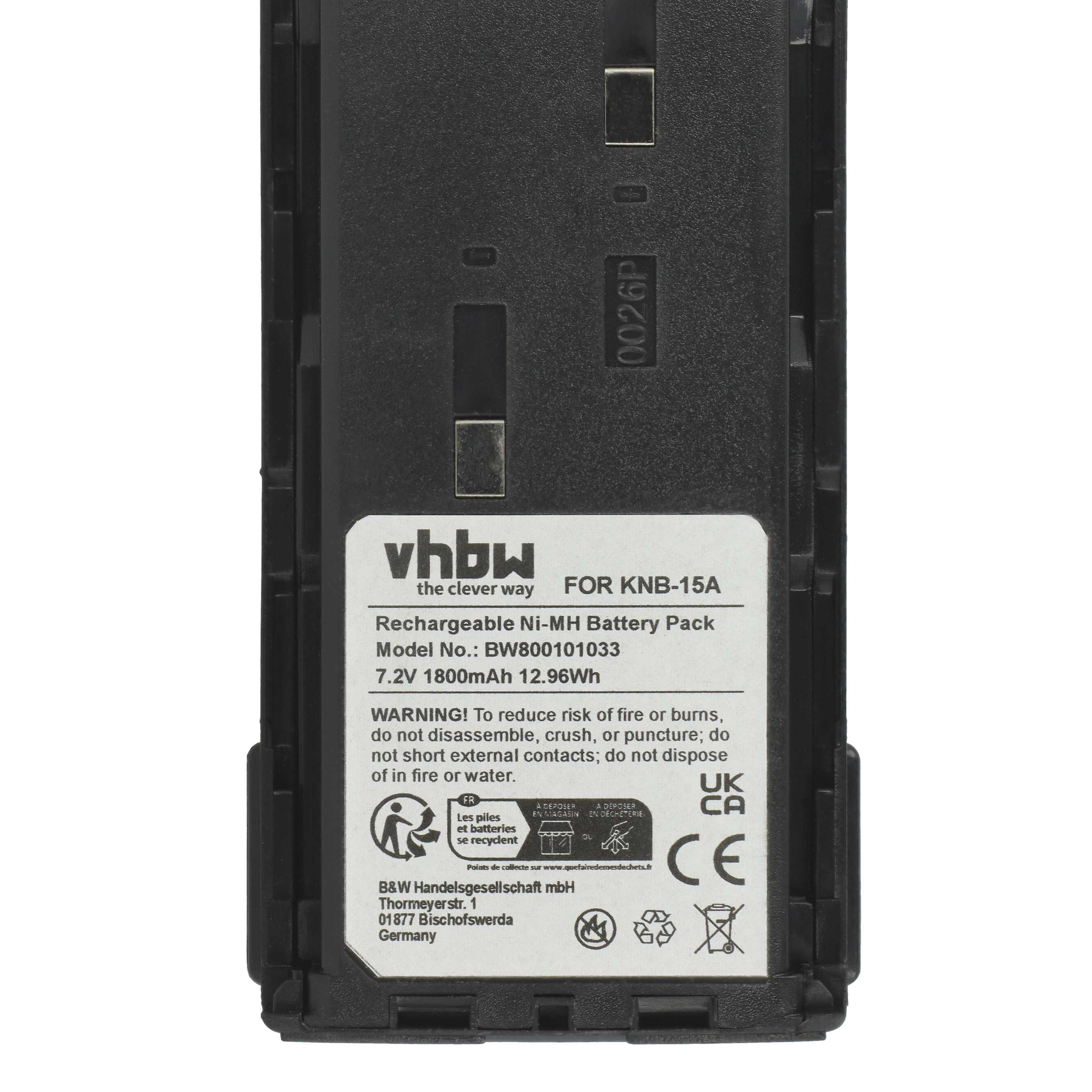 Schwarzer Akku mit weißem Text. Aufschrift 'Rechargeable Ni-MH Battery Pack' und Sicherheitshinweise.