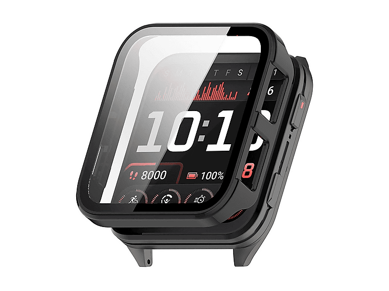 WIGENTO Kunststoff Design Hülle + H9 Hart Glas Watch Schutz Hülle (für Garmin Venu X1)