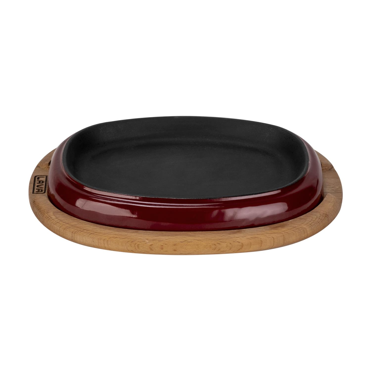 LAVA Döküm Oval Kayın Servis Ahşabı Ölçü 26x19cm Fajita Tabağı