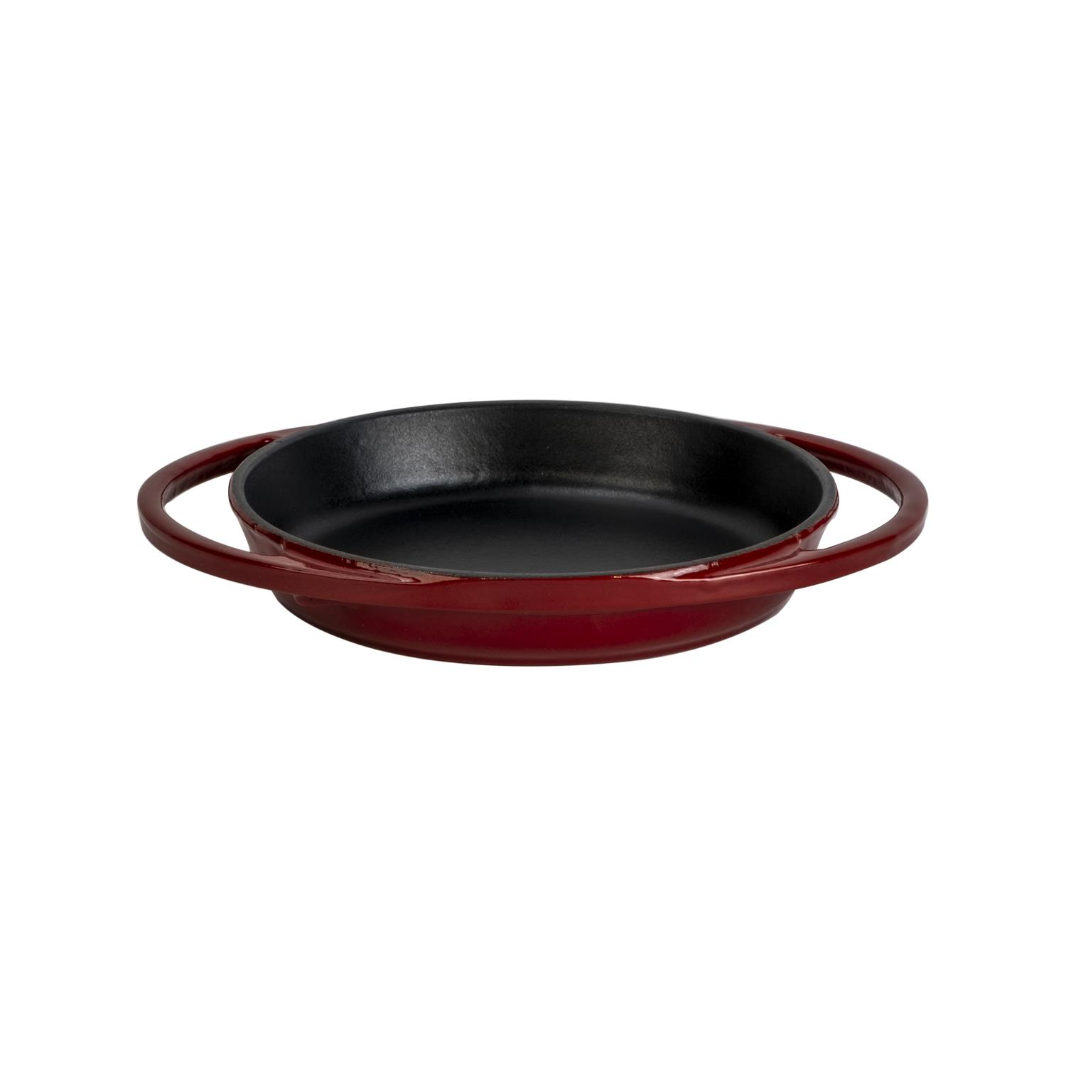 LAVA Yuvarlak Döküm Demir Yekpare Çift Kulplu Çap 16 cm Sahan Bordo