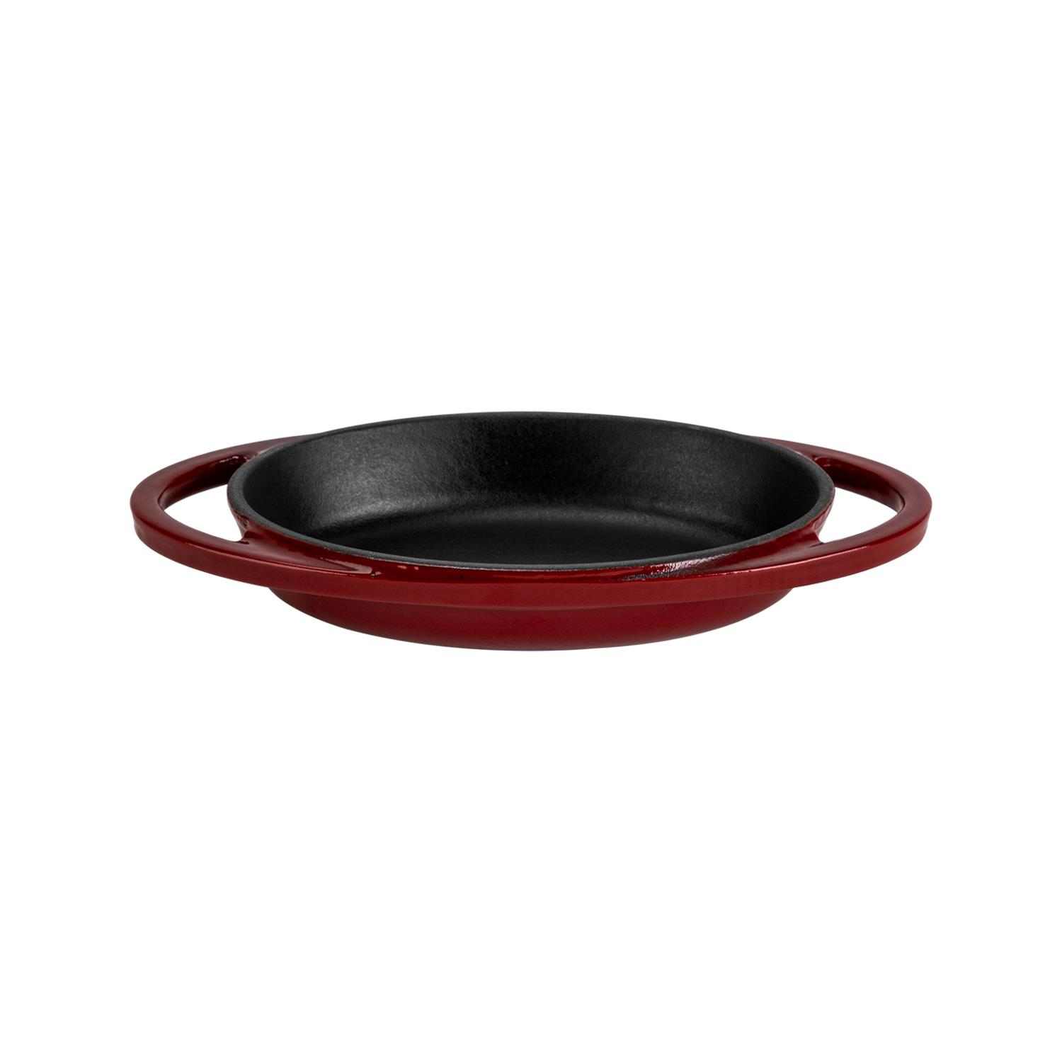 LAVA Oval Döküm Demir Yekpare Çift Kulplu Ölçü 15x10cm Sahan Bordo