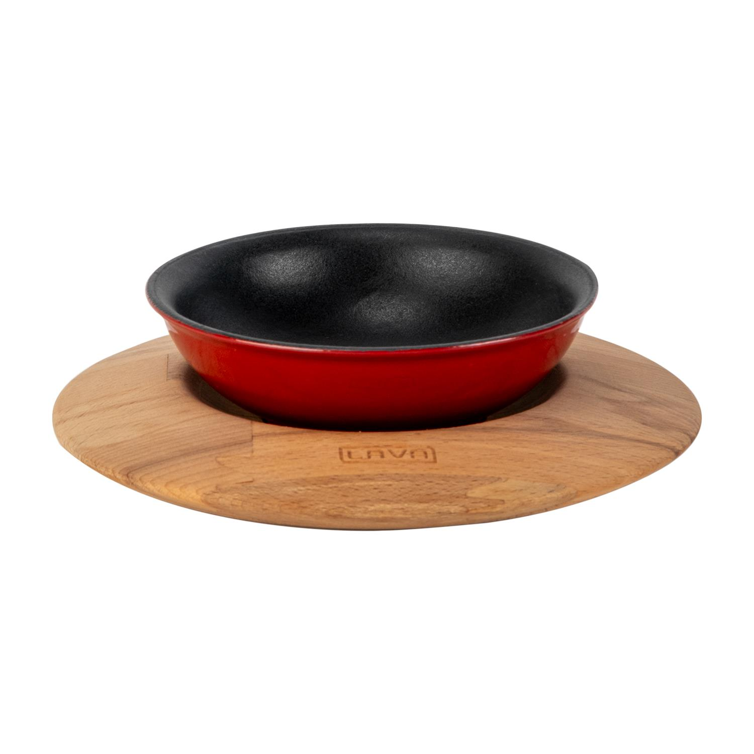LAVA Döküm Yuvarlak Kayın Servis Ahşabı. Çap 14 cm Çorba Kasesi