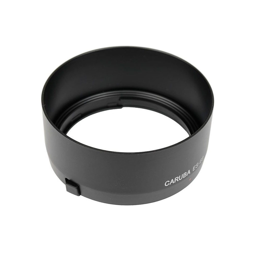 A black lens hood, cylindrical in shape, with a flared top. The brand name CARUBA ES-68 is printed on the side.