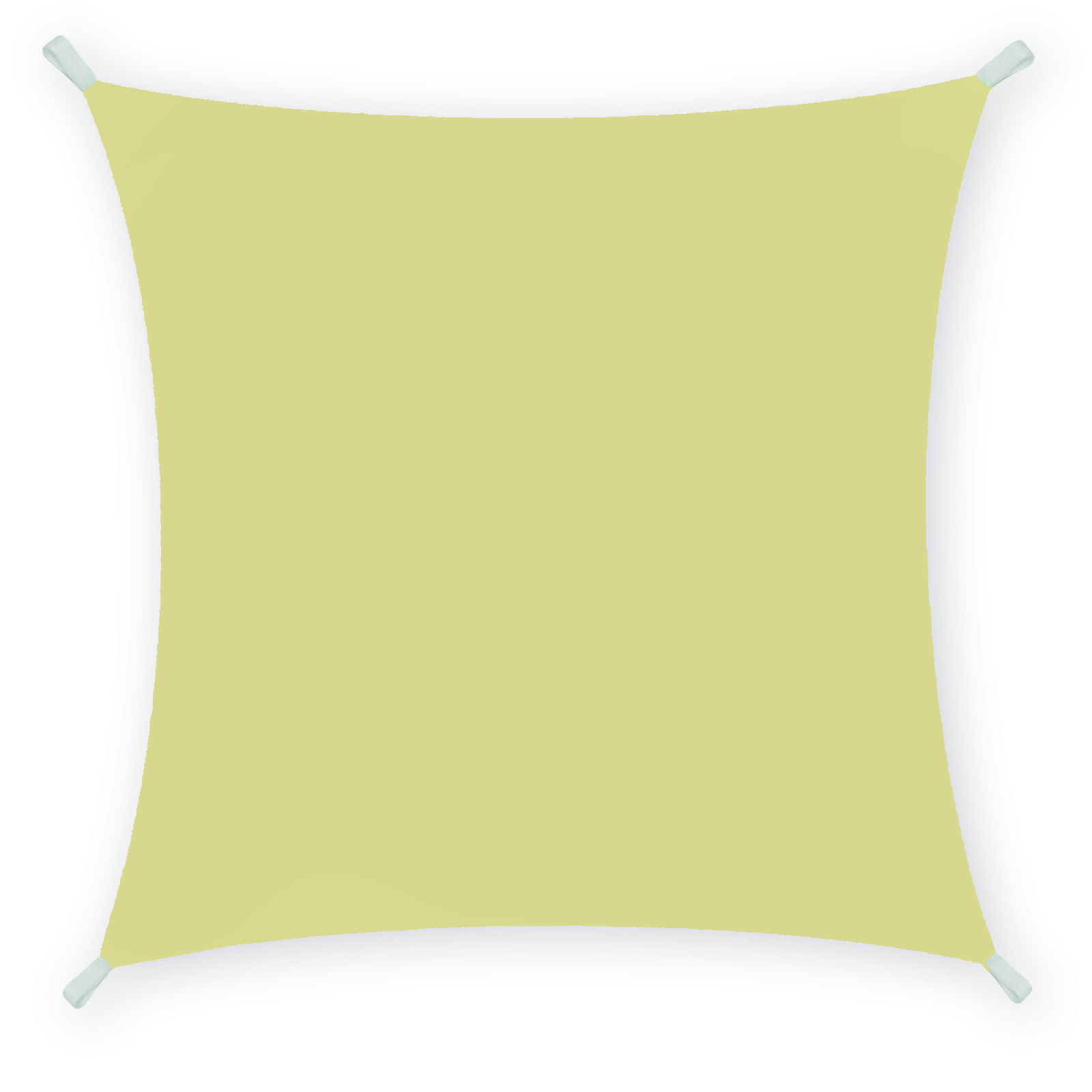 Una vela parasole quadrata beige con angoli bianchi su sfondo bianco. La vela è tesa.
