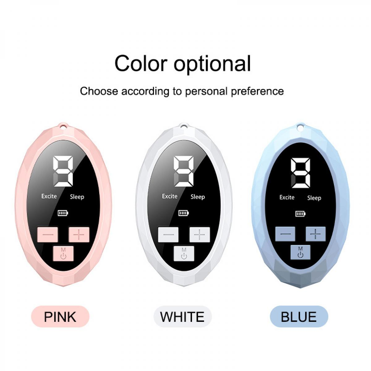 Drei Schlafgeräte in Pink, Weiß und Blau. Jedes zeigt eine 9 mit den Bezeichnungen 'Excite' und 'Sleep'. Farboptionen sind verfügbar.