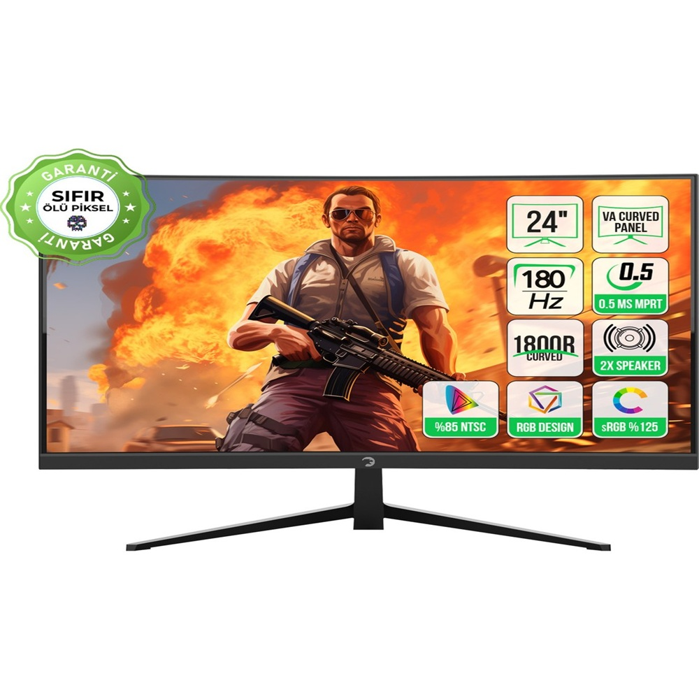GAMEPOWER Vivid T40  Curved Va 24 inç Full-HD 0,5 ms 180 Hz Gaming Monitör Siyah