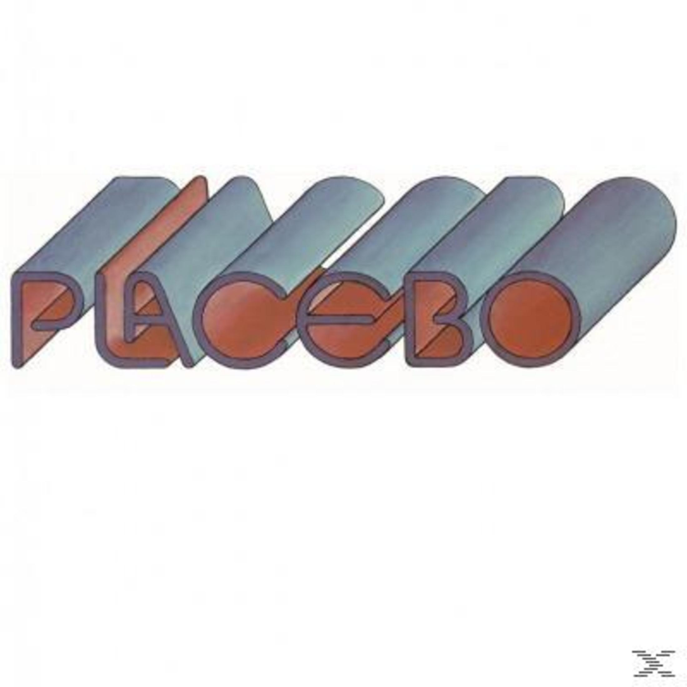Das Wort PLACEBO im 3D-Röhrenstil. Blaue Röhren mit roter Innenseite auf weißem Hintergrund.