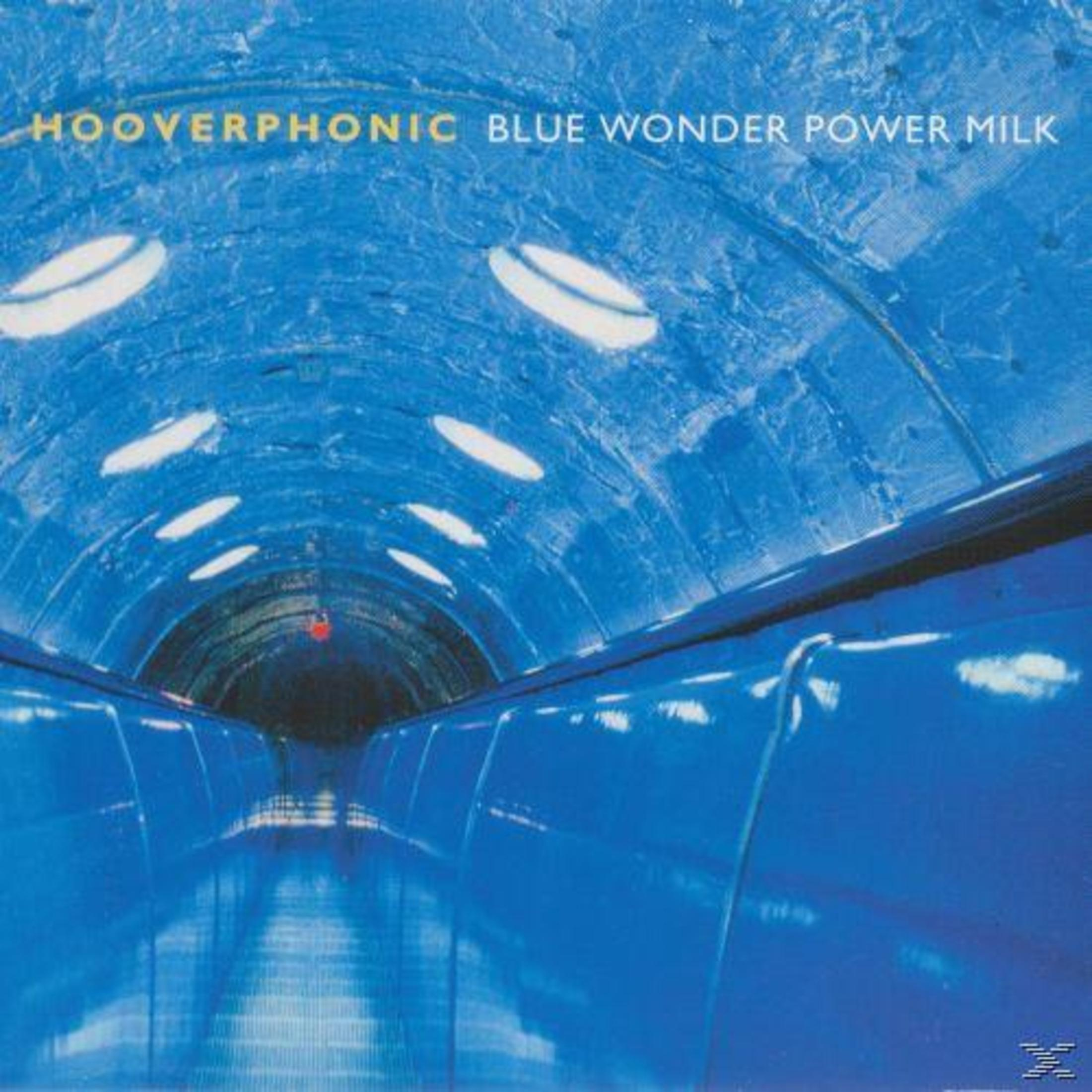 Blaues Tunnelbild. Der Tunnel hat weiße Lichter an der Decke. Albumtitel "Blue Wonder Power Milk" ist sichtbar.