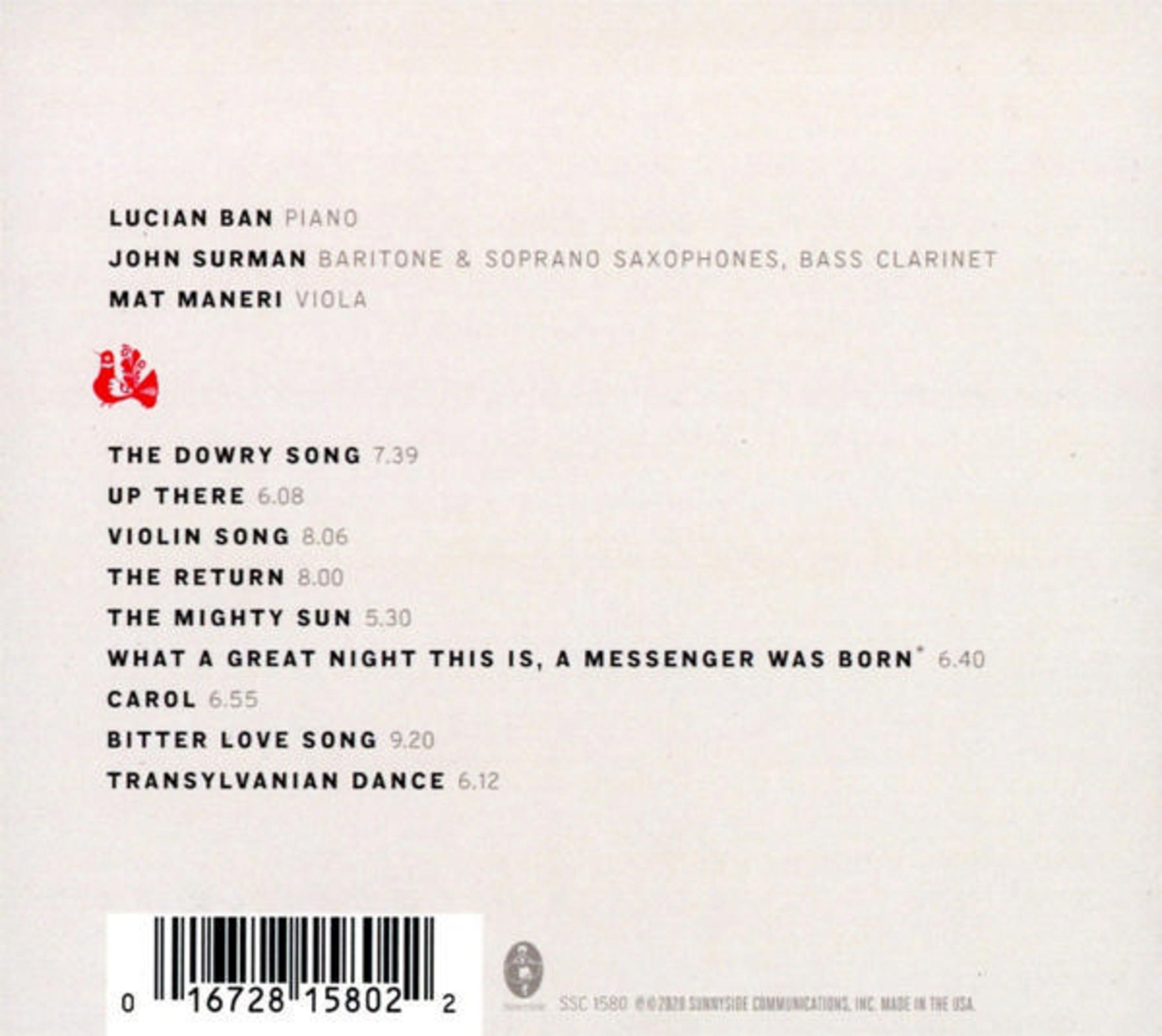 Albumcover mit Künstlernamen, Titelliste und Barcode. Es hat einen cremefarbenen Hintergrund und schwarzen Text.