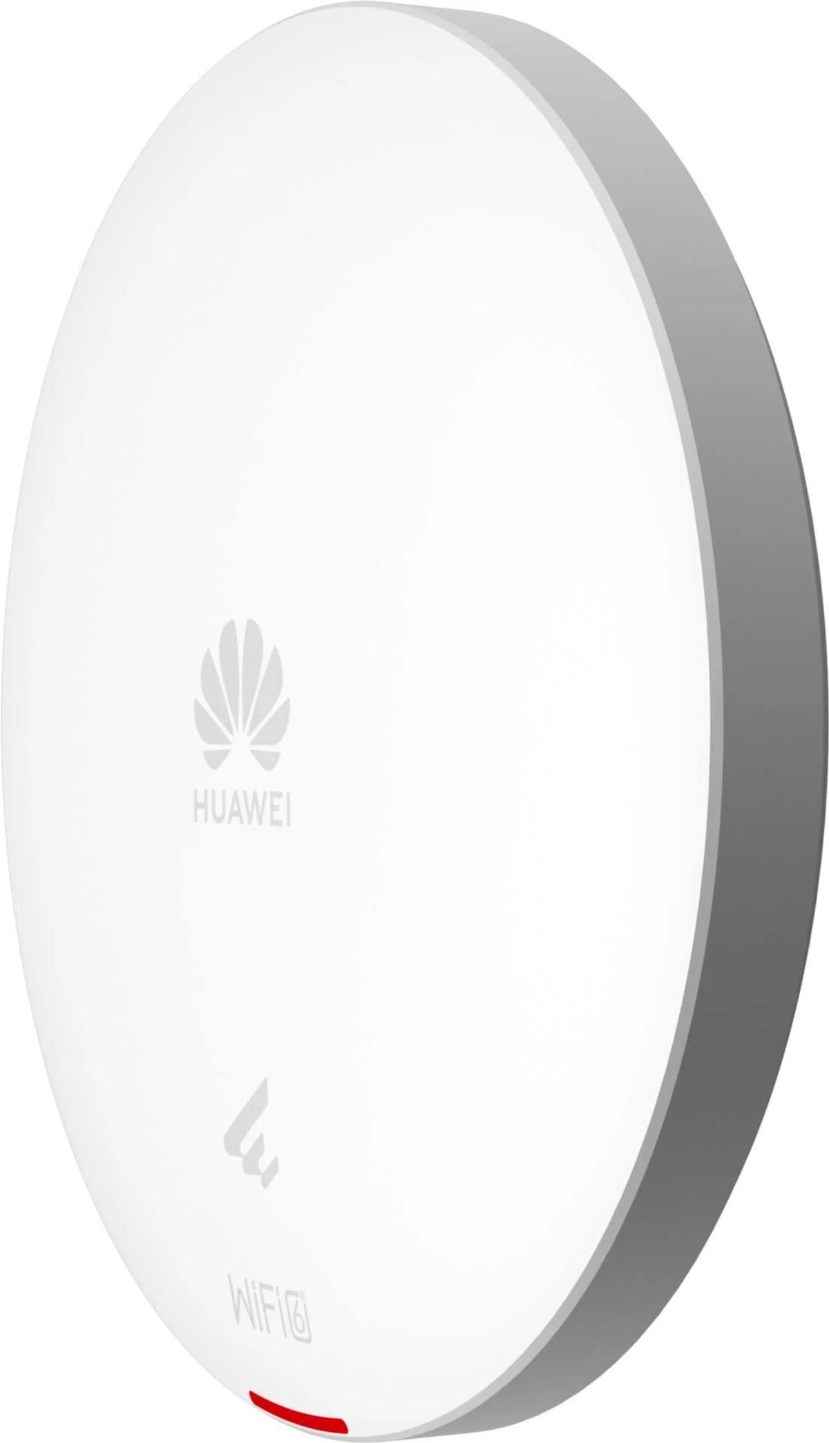 Dispositivo WiFi Huawei bianco. Ha una forma rotonda con un lato grigio. Il logo e il testo WiFi sono visibili.