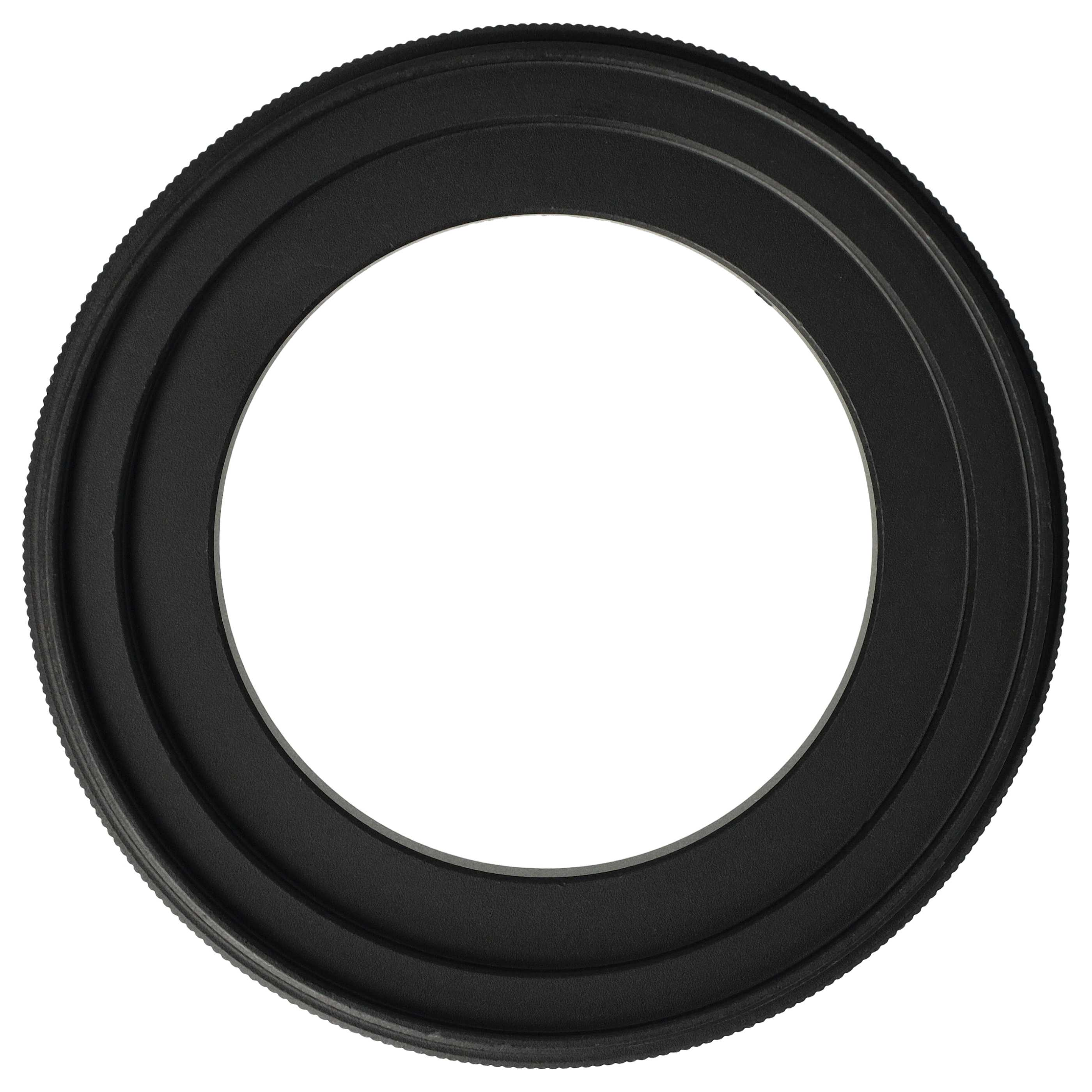 Ein schwarzer, kreisförmiger Objektivadapter. Er hat einen geriffelten Außenring, einen glatten Innenring und eine zentrale Öffnung.