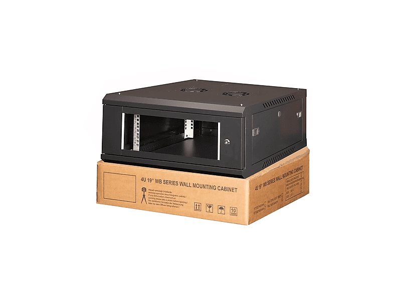 LANDE 4U 19" 600x600 mm Demonte Duvar Tipi Rack Kabinet Siyah