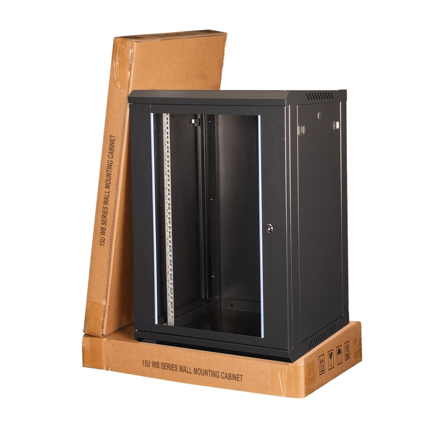 LANDE 15U 19" 600x450 mm Demonte Duvar Tipi Rack Kabinet Siyah
