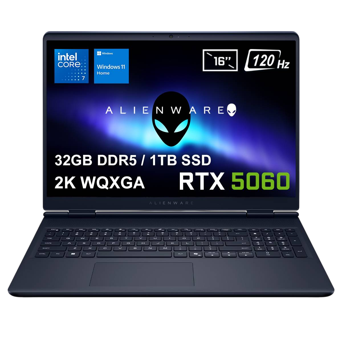 DELL Alienware 16 Aurora 2K WQXGA 120Hz WVA Intel Core 7-240H 16 GB RAM 1 TB SSD 16 inç Windows 11 Home Laptop Siyah