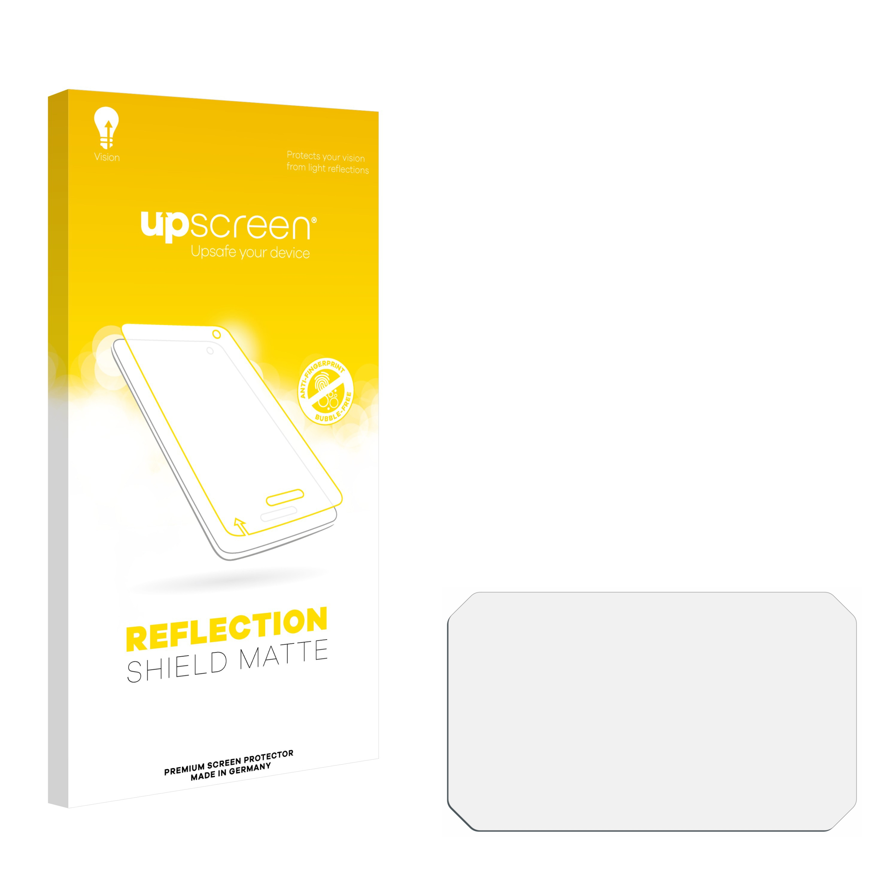 Eine Produktbox mit einer Telefonillustration und einem Displayschutz. Die Box ist gelb und weiß.