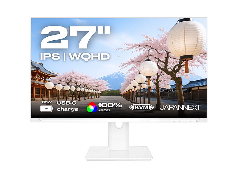 JAPANNEXT JN-i27QR-C65W-HSP-W 27 Zoll WQHD Monitor (8 ms